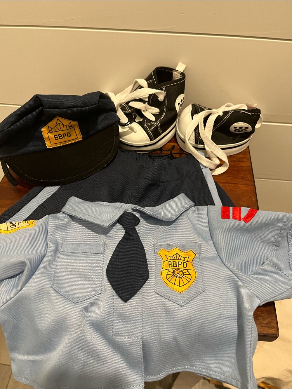 Build-A-Bear Kids BBPD Police Costume Shirt & Hat Set in Light Blue and Navy